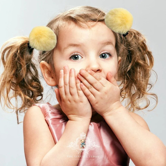 Other - Cute Girls Pom Pom Hair Clips Boutique Hair Accessories for Girl Faux Fur Yellow